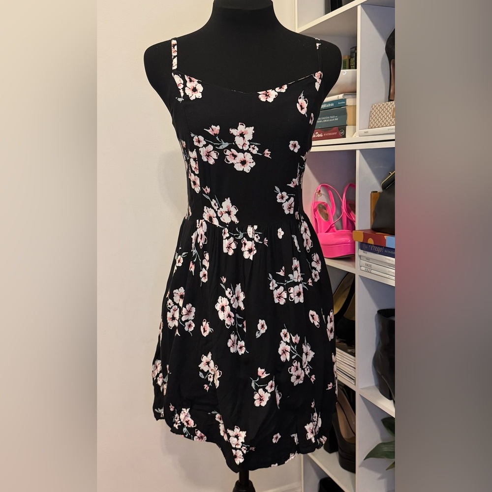 Garage Black Floral Mini Dress (Medium)